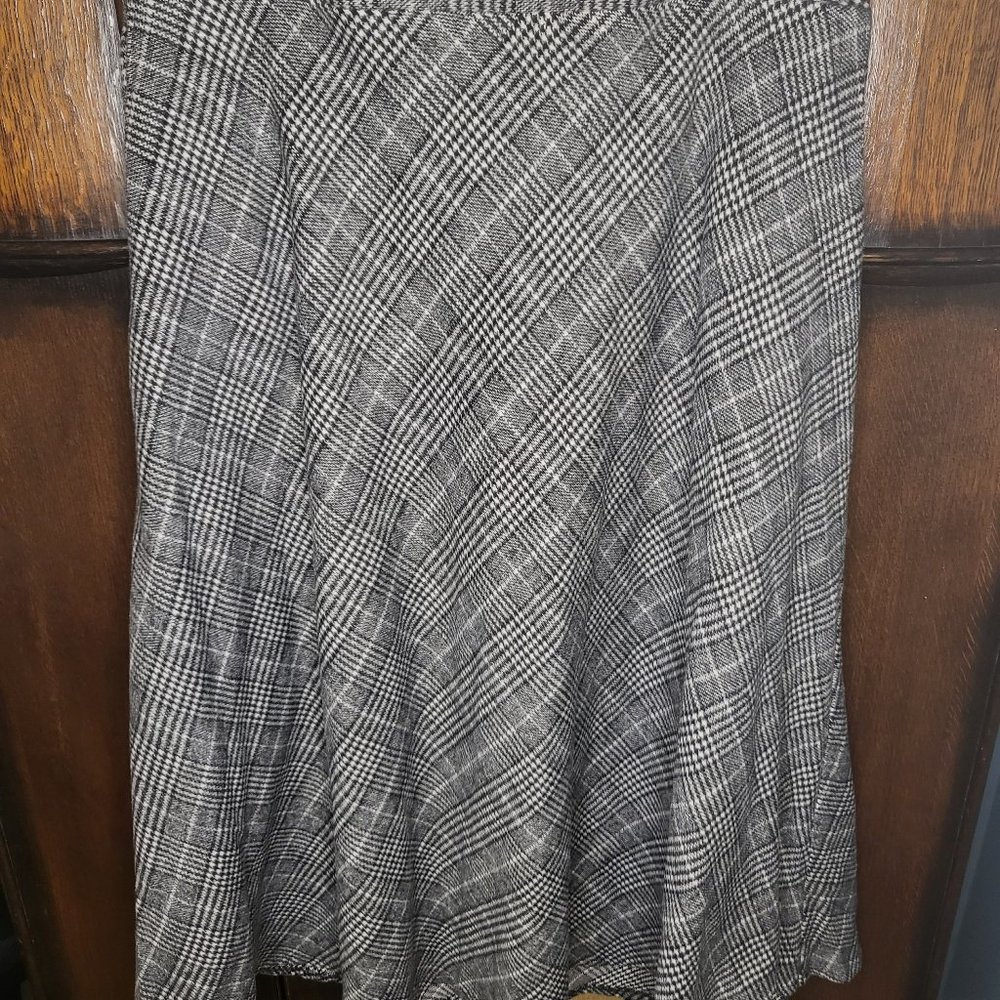 Long A-Line Maxi Hem Flared Pleated Plaid Skirt (XL)